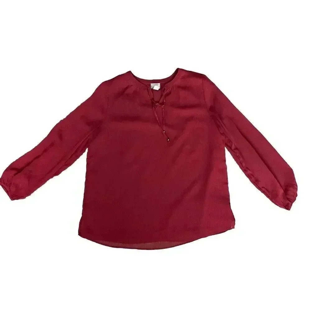 Women’s Chicos Size 1 Burgundy 3/4 Sleeve‎ Burgundy Blouse